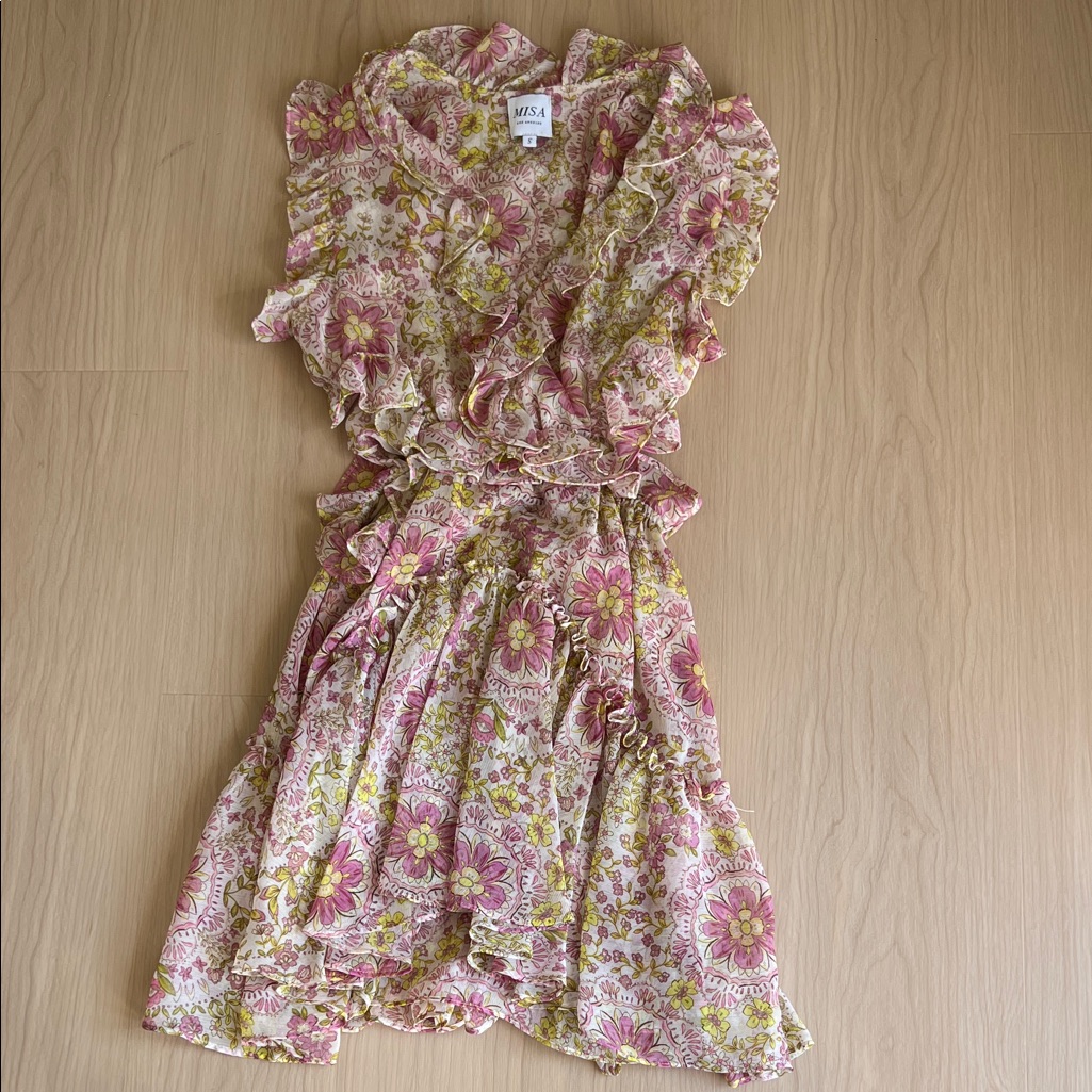 Misa Los Angeles Floral Mini Dress - Pink And Yellow